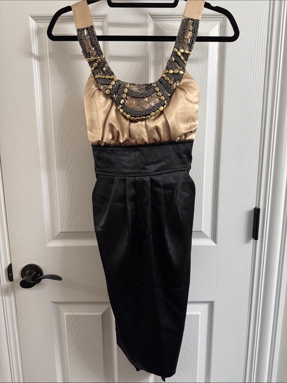 Sequin Hearts Gold and Black Embellished Midi Dress